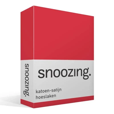 Afbeelding van Snoozing Katoen satijn Hoeslaken Eenpersoons 80x220 cm Rood