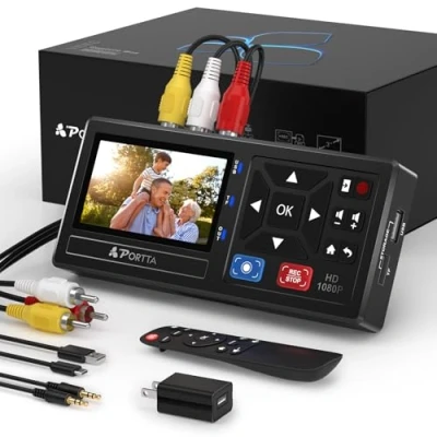 Afbeelding van PORTTA VHS naar digitale converter, video digitaal recorder met afstandsbediening, compatibel VHS, videorecorder, DVR, DVD, Hi8, Mini DV, camcorder, cassettetape, gameconsoles