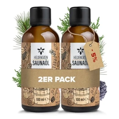 Afbeelding van Heldengrün biologische sauna infusie, bos, berghut, echte oliën, olie met dennenhout, dennenhout en cederhout, natuurlijke infusiemiddel etherische olie, 2 x