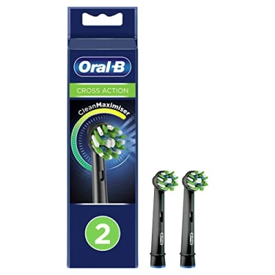 Afbeelding van Oral B CrossAction Met CleanMaximiser technologie Opzetborstels Zwart 2 stuks