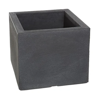 Afbeelding van Dehner Bloembakken Palermo, leisteenlook, ca. 30 x 26 cm, kunststof, grijs