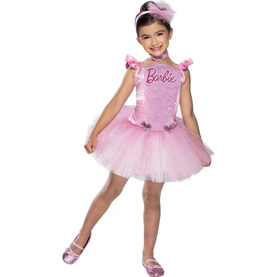 Afbeelding van Rubies Barbie Kostuum Kinder Ballerina Meisje Roze Maat 104 Carnavalskleding Verkleedkleding