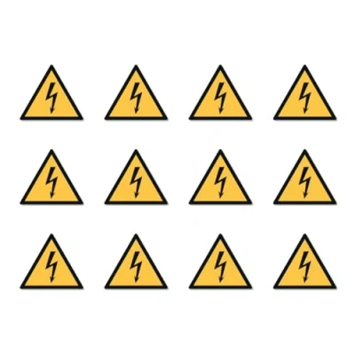 Afbeelding van Waarschuwing voor elektrische spanning: W012 DIN EN ISO 7010 / ASR A1.3 stickers: 2,5 cm, 12 stuks