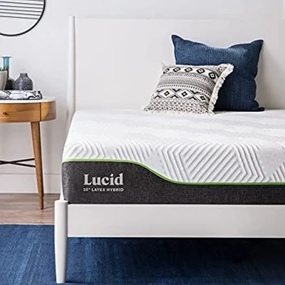 Afbeelding van LUCID Hybride matras, 25 cm hoog, van elastisch latex, traagschuim met verkoelende gel, stalen pocketveringkern, gemiddelde hardheid, Frans bed, 120 x 190