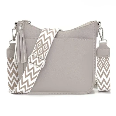 Afbeelding van YISUOHOOM kleine schoudertas dames handtas crossbody tas mobiele telefoon om te hangen meerdere vakken zwart, grijs (medium), schoudertassen