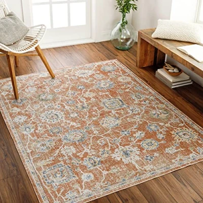 Afbeelding van SURYA Vloerkleed Woonkamer, Slaapkamer Afwasbaar Vintage Tapijt RUBY Rood 120x170 cm