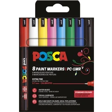 Afbeelding van Uni POSCA paintmarker PC 1MC 8 stuks basiskleuren