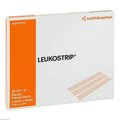 Afbeelding van LEUKOSTRIP wondhechtstrips 6,4 cm x 7,6 steriel, 30 stuks. Pleister