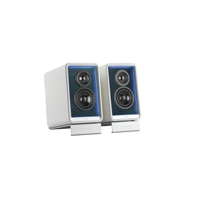 Afbeelding van EDIFIER QR65 Active Design Monitor Luidsprekers (70 Watt) met RGB lichteffecten, 3 x USB TurboGaN snellaadpoorten en subwoofer uitgang, wit