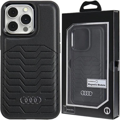 Afbeelding van Audi Synthetisch leren hoesje voor iPhone 13 Pro Max 6,7 inch zwart hardcase AU TPUPCMIP13PM GT/D3 BK