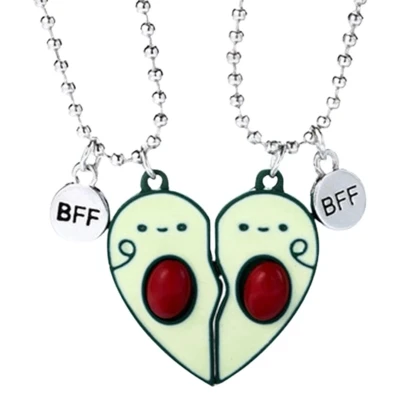 Afbeelding van Bixorp Friends BFF Ketting voor 2 met Avocado Hartje Avocado&#039;s Koord Vriendschapsketting Twee Helften Best Meisjes Vriendschap Cadeau