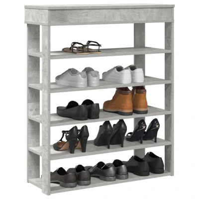 Afbeelding van Schoenenrek 80x30x98 cm bewerkt hout betongrijs