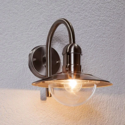 Afbeelding van Lindby Wandlampen buiten 1licht roestvrij staal, polycarbonaat H: 30 cm E27 helder