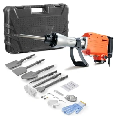 Afbeelding van VEVOR Sloop Jack Hammer, MAX 2200W Elektrische Jackhammer Heavy Duty, 1350 BPM Betonbreker 6 stks Beitels Bit Chipping met Case