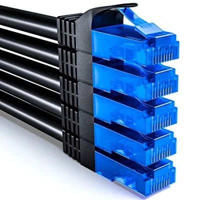 Afbeelding van deleyCON 5x 1m CAT6 Netwerkkabelset U UTP RJ45 CAT 6 LAN Kabel Patchkabel Ethernetkabel DSL Switch Router Modem Repeater Patchpanel Zwart