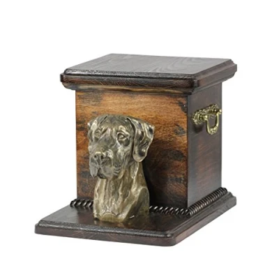Afbeelding van Art dog Handgemaakte Aangepaste Hondenherdenkingsurn Koudgegoten Bronzen Hondenkop op Berkenbasis Gepersonaliseerde Hondencrematiedoos 19x31x22cm Duitse (niet bijgesneden)