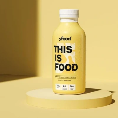 Afbeelding van yfood banana kant en klare drinkmaaltijd THIS IS FOOD drink 34 g proteïne, 26 vitamines mineralen (12 x 500 ml)