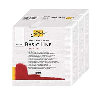 Afbeelding van KREUL 631010 Solo Goya Stretched Canvas Basic Line spieraam 10 x cm, set van 3, met katoenen doek 4 keer gegrond, voor olieverf, acrylverf en gouache.