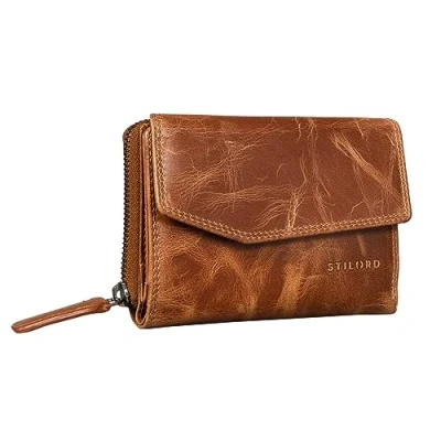 Afbeelding van STILORD &#039;Lark&#039; Portemonnee Dames Leer Wallet Card Holder Vintage Munt Portemonee voor Vrouwen Pasjeshouder Echt Leer, Kleur:perugia bruin