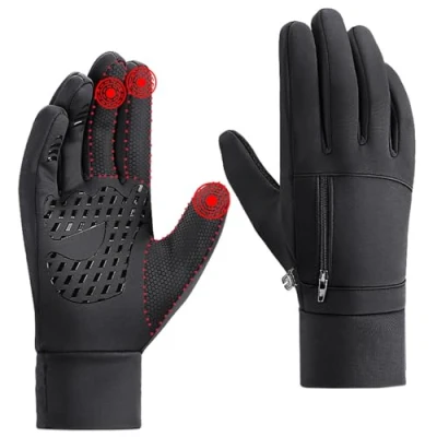 Afbeelding van TIMEMEET Winterfietshandschoenen, fietshandschoenen, hardloophandschoenen, waterdicht en antislip, geschikt voor mannen vrouwen, wandelen, kamperen, hardlopen, autorijden, fietsen
