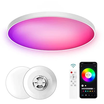 Afbeelding van Birnetek® plafondlamp, led, 30 W, RGB rond, 2700 K 6500 K, dimbaar, compatibel met Alexa, app bediening, afstandsbediening, voor slaapkamer, woonkamer, kinderkamer