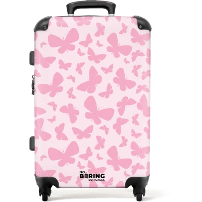 Afbeelding van NoBoringSuitcases.com® Kinderkoffer groot Kindertrolley koffer Vlinders Patroon Rolkoffer lichtgewicht Reiskoffer met 4 wielen Grote trolley XL 20 kg bagage