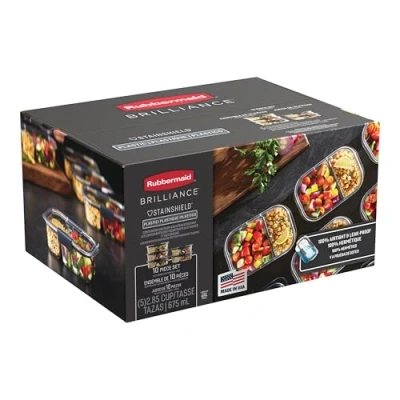 Afbeelding van Rubbermaid Brilliance Maaltijdbereidingscontainers, 2 vaks voedselopslagcontainers, 2,85 kopjes