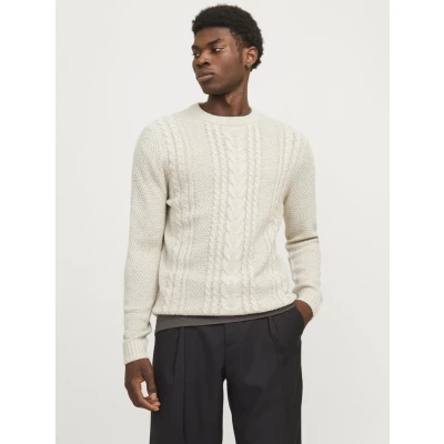 Afbeelding van Jack &amp; Jones Jack&amp;Jones Jjcraig Knit Crew Neck White Melange BEIGE L