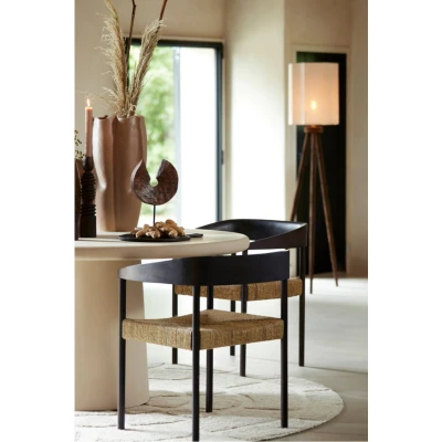 Afbeelding van Light &amp; Living Delmar fauteuil Hout donker bruin + zeegras