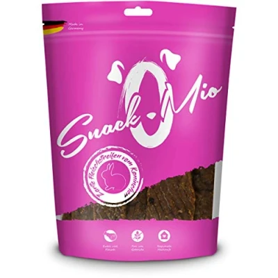 Afbeelding van SnackOMio Premium Hondensnack, malse vleesreepjes van konijn, graanvrij, 1 x 125 g