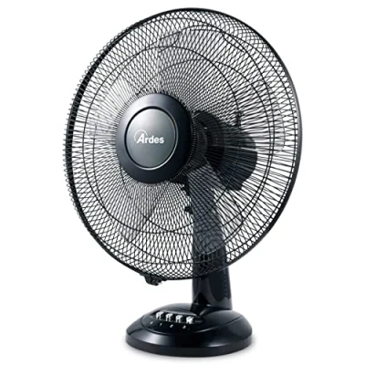 Afbeelding van Ardes AR5S41 tafelventilator, 40 cm, 5 zwenkladers, Total Black ventilator, 3 snelheden, stil model