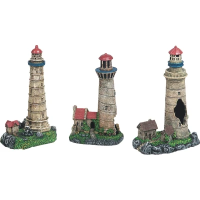 Afbeelding van Aquarium decoratie Vuurtoren met Huis +/ 10 x 6,5 16 cm