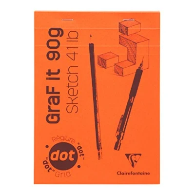 Afbeelding van Clairefontaine Ref 96651C GRAFiT gelijmd wit dot grid pad (80 vellen) A5 (148 x 210mm), 90gsm papier, DotGrid regels, micro geperforeerde vellen, zuurvrij