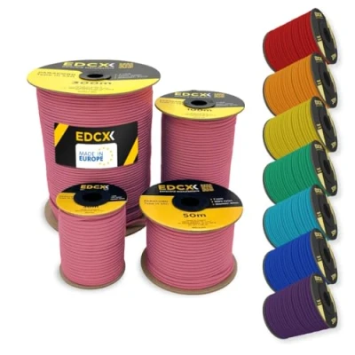 Afbeelding van EDCX 4mm Nylon Paracord 550 30m (100 voet) Type III, 100% Touw, 7 Strand Touw in Effen Kleuren (Pastel Pink, 30 m)