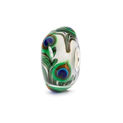 Afbeelding van Trollbeads TGLBE 10420 Kraal Pauw van prehniet zilver/glas