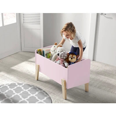 Afbeelding van LUCEVI Kiddy Speelkoffer Speelgoedkist Hout Roze 80x39x48cm