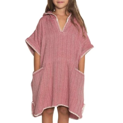 Afbeelding van Strandponcho ZigZag Bordeaux van Lalay maat 2 3 jaar t/m 10 11