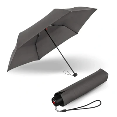 Afbeelding van Knirps paraplu C.050 Small Manual Donkergrijs met parapluzak I kleine voor onderweg hand held zakparaplu windbestendig &amp; lichtgewicht miniparaplu