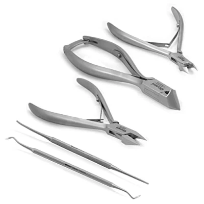 Afbeelding van Set Podotherapeutische Nageltang Instrumenten van Blizzard 5 Stuks met Nagelknipper voor Dikke Ingegroeide Nagels en Nagelriemknipper, Hoekvijl Duits Gesmeed Gereedschap Ziekhuiskwaliteit
