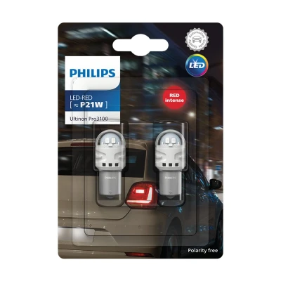 Afbeelding van Philips P21W LED Retrofit Rood 12V BA15s 2 Stuks