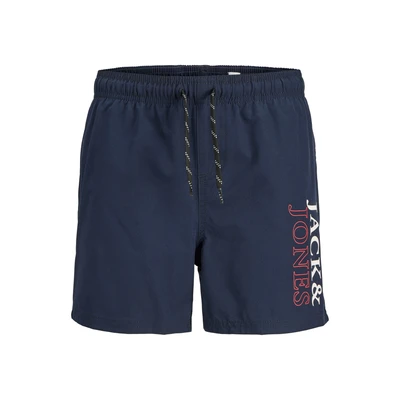 Afbeelding van JACK&amp;JONES JUNIOR JPSTMAUI JJSWIM DOUBLE LOGO AKM SN JNR Jongens Zwembroek Navy Blazer