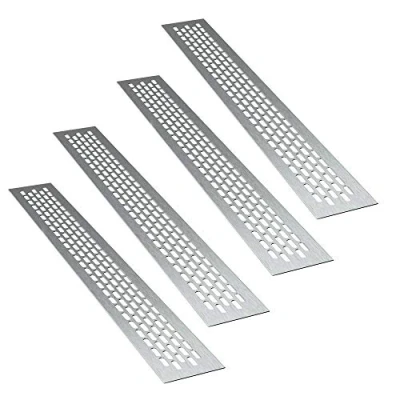Afbeelding van sossai® aluminium ventilatierooster Alucratis (4 stuks) Rechthoekig afmetingen: 48 x 6 cm Kleur: inox afvoerluchtrooster