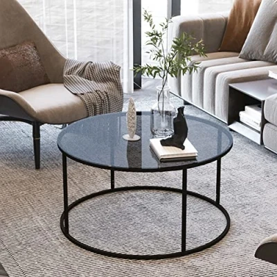 Afbeelding van Salontafel Kolari 45x80 cm zwart en transparant