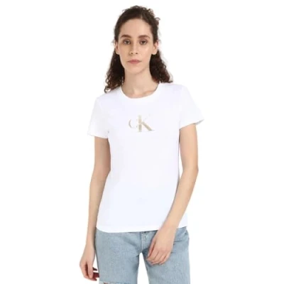 Afbeelding van Calvin Klein Jeans Gradient SLIM TEE Tshirt print, Dames, Maat: XS, Bright white