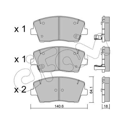 Afbeelding van CIFAM 822 1168 0 Remblokkenset Met akoestische slijtagewaarschuwing KIA: Stinger Hatchback