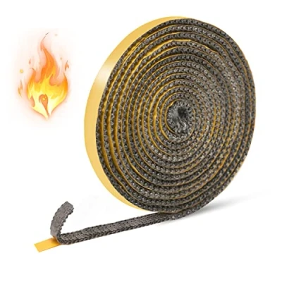 Afbeelding van BAVUNV Afdichtingstape zelfklevend, open haard, anti botsing, grijze afdichtband, glasvezels, hittebestendig tot 550 C lengte voor een breedte van 10 mm x 3 mm, oven, haarden, houtkachels