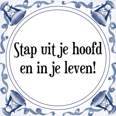 Afbeelding van Stap uit je hoofd en in leven! Tegeltje + Spreuk