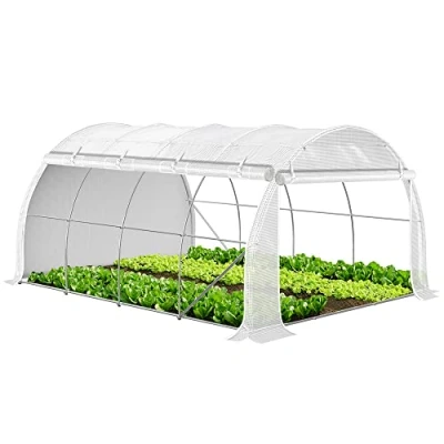 Afbeelding van VOUNOT Kas Folie, zijwanden oprolbaar wintervast, tomatenkas folietunnel, 4x3x2m 12m², Wit