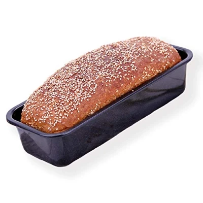 Afbeelding van chg Bakvorm, koningskoekvorm, broodbakvorm in emaille, 32 x 13 7 cm, snij en krasbestendig, milieuvriendelijk, Made Germany, zwart gespikkeld, SET 363 02