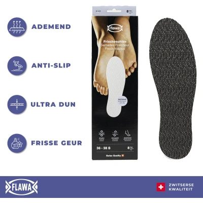 Afbeelding van Flawa 8 paar inlegzolen wit XL (45 47)
